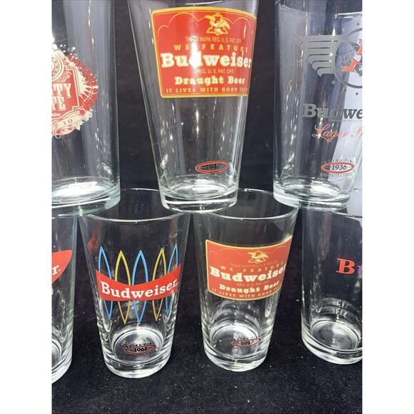 11 Budweiser Retro Pint Glasses Series - 1936 1947 1948 1955 1961 1952 1963 - Picture 3 of 12